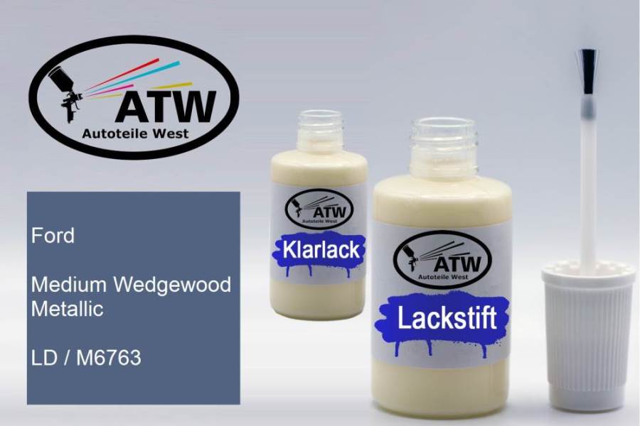 Ford, Medium Wedgewood Metallic, LD / M6763: 20ml Lackstift + 20ml Klarlack - Set, von ATW Autoteile West.